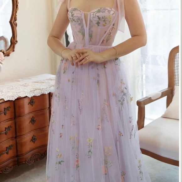 ZAPAKA Floral Mesh Prom Bridesmaid Dress NWOT - Picture 1 of 4